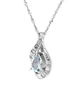 Collier pendentif en or blanc 18 carats et aigue-marine