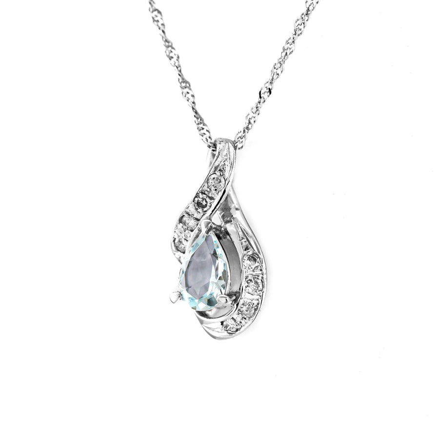 Aquamarine 18kt White Gold Pendant Necklace