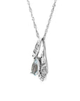 Collier pendentif en or blanc 18 carats et aigue-marine