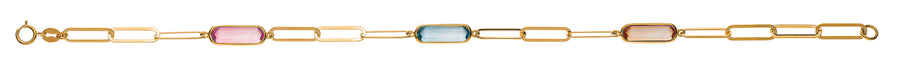 Bracelet Gelbgold 750, 19cm mit Farbsteine