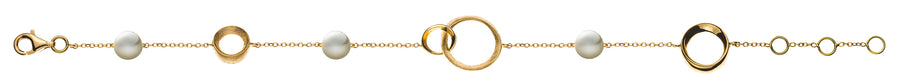 Bracelet Gelbgold 750, mit Perlen und Gold Elementen, 19cm