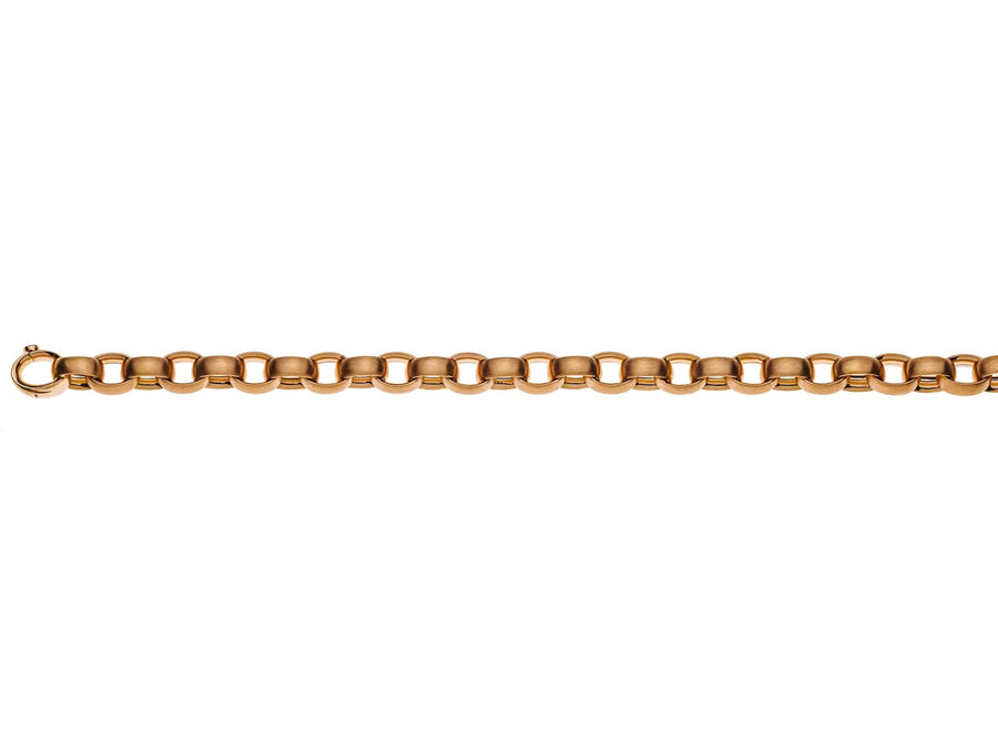 Armband Anker oval Roségold 750 (4N), 7.5x10mm, halbmassiv matt, Handarbeit 20cm