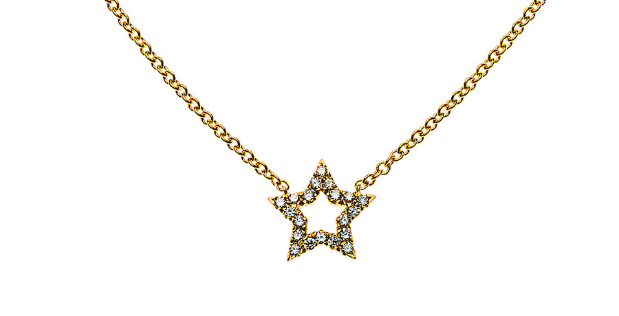 Collier 'Stern' Gelbgold 750 mit 20 Brillanten H SI 0.10ct. 45cm