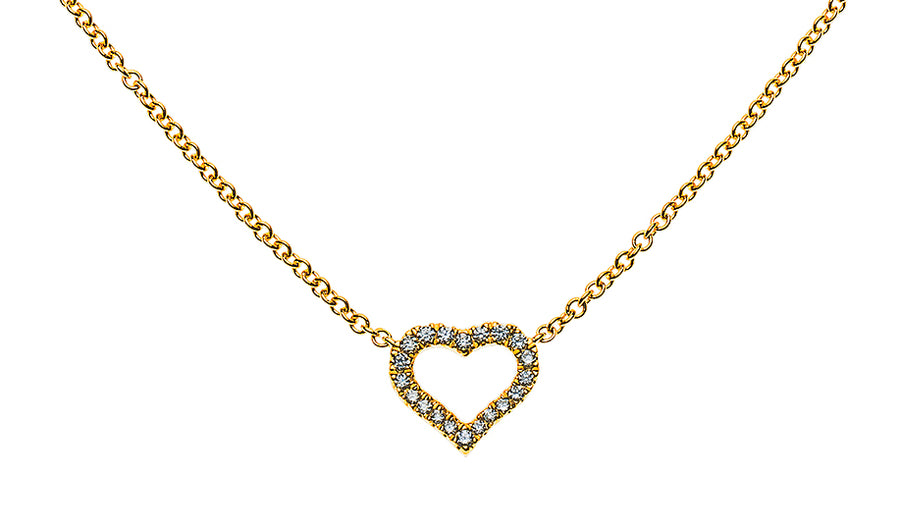 Collier 'Herz' Gelbgold 750 mit 20 Brillanten H SI 0.08ct. 45cm