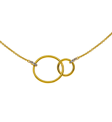 Collier Doppelkreis Gelbgold 750 mit 6 Brillanten H SI 0.02ct. 45cm