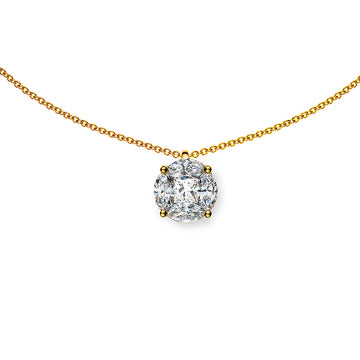 Collier Gelbgold 750, 45cm mit Brillanteinhänger, mit 4 Marquise Diamanten