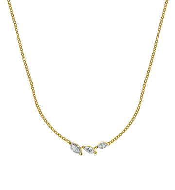 Collier Gelbgold 750, 45cm mit 3 Marquise Diamanten H SI 0.16ct.