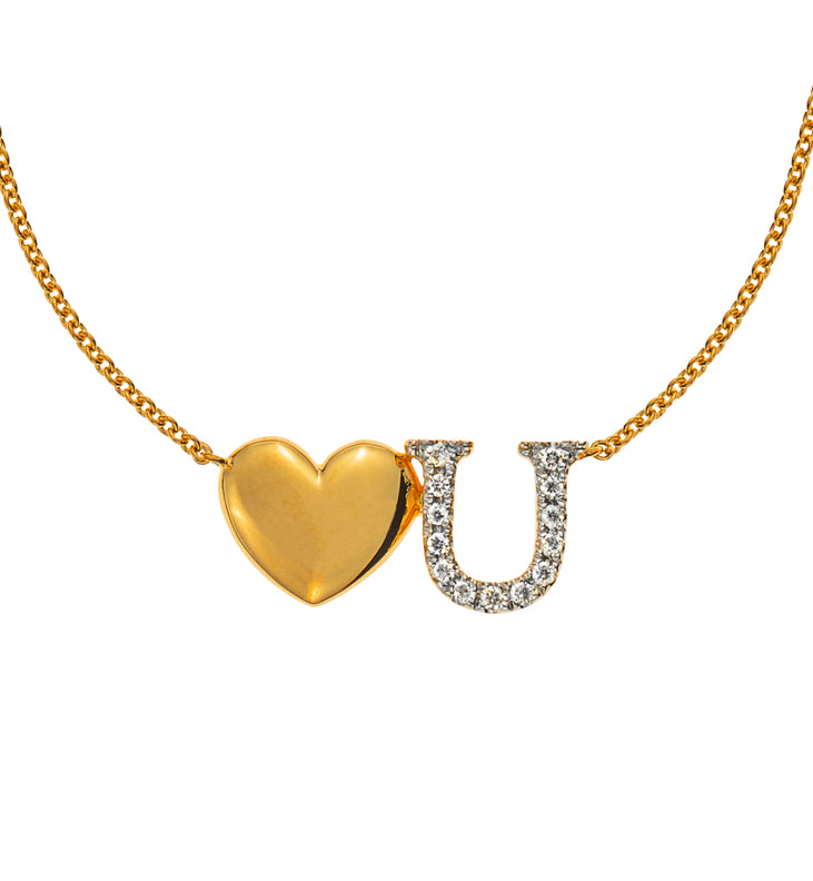 Collier "Heart U" Gelbgold 750, 45cm mit 13 Brillanten H SI 0.05ct.