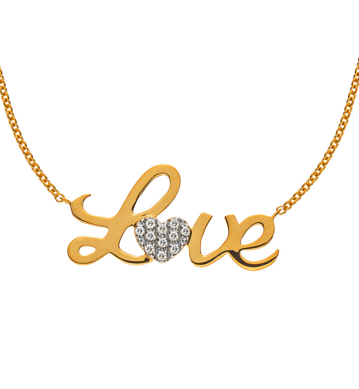 Collier "Love" Gelbgold 750, 45cm mit 11 Brillanten H SI 0.03ct.