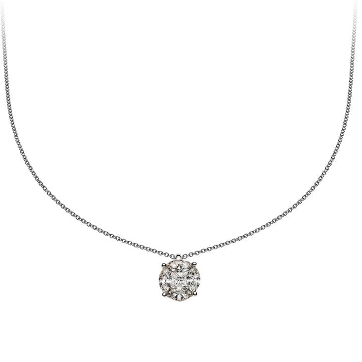 Collier Weissgold 750, 45cm mit Brillanteinhänger, mit 4 Marquise Diamanten