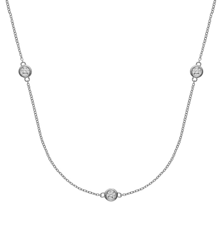 Collier Spiegelanker Weissgold 750 45cm mit 3 Brill. H SI 0.16ct.