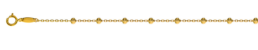 Collier Anker geschliffen Gelbgold 750 mit 23 geschliffenen Kugeln 2.5mm, 45cm