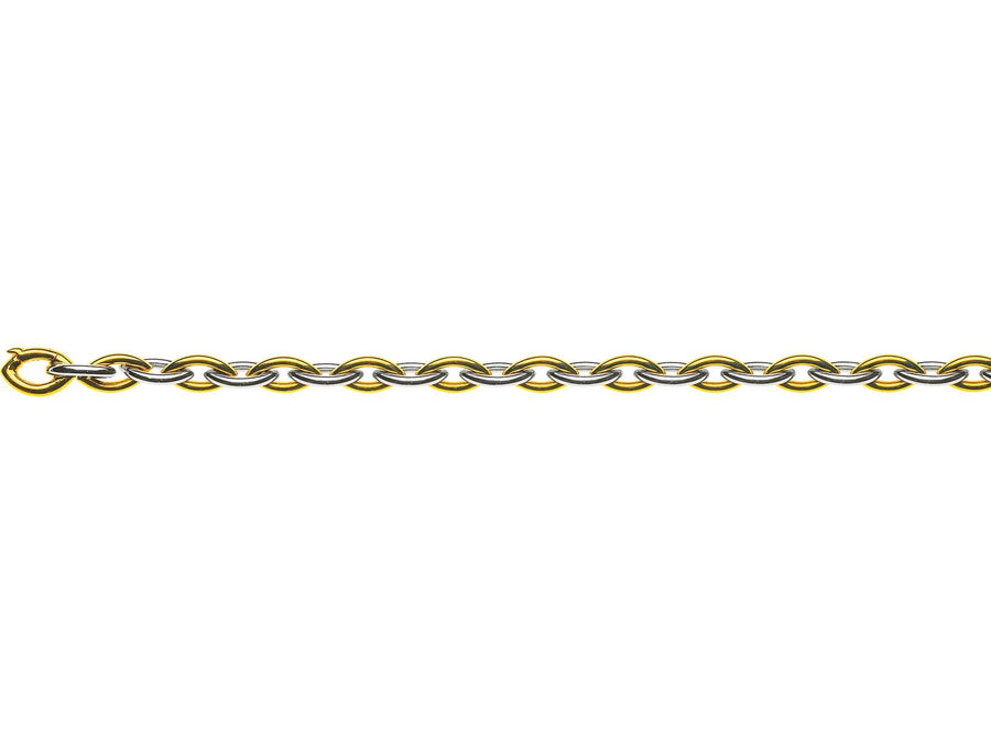 Bracelet Navette Bicolor (Gelb-/Weissgold) 750 Handarbeit 20cm