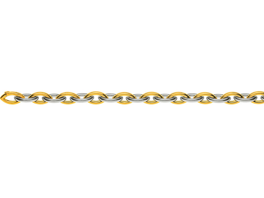 Bracelet Navette Bicolor (Gelb-/Weissgold) 750 Handarbeit 20cm