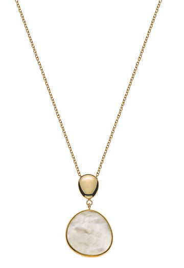 Collier Gelbgold 750 mit Perlmutt-Anhänger 45cm