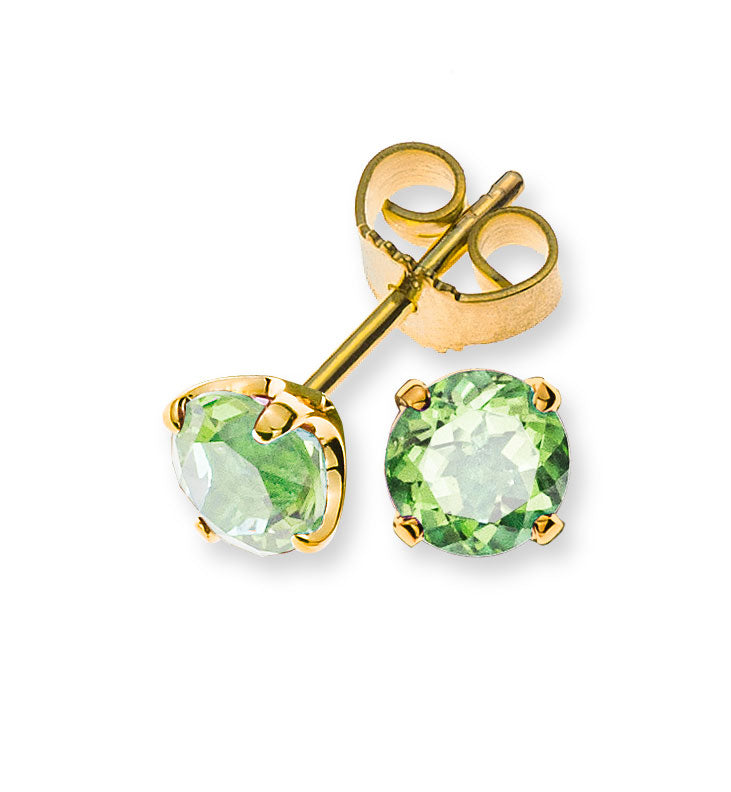 Ohrringe Gelbgold 750 mit 2 Peridots Total 1.12ct. 4-Griff