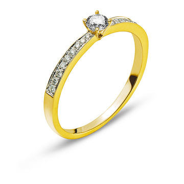 Ring Gelbgold 750 mit 18 Brillanten H SI Tot. 0.10ct. & 1 Brillant H SI 0.15ct.