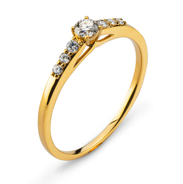 Ring Gelbgold 750 mit 6 Brillanten H SI Tot. 0.11ct. & 1 Brillant H SI 0.13ct.