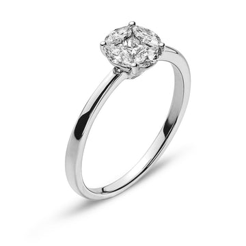 Ring Weissgold 750 mit 4 Marquise Diamanten G VS 0.37ct. & 1 Princess Diamant