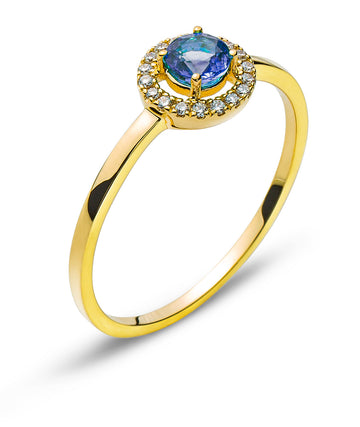 Ring Gelbgold 750 mit rundem Safir 0.39ct. und