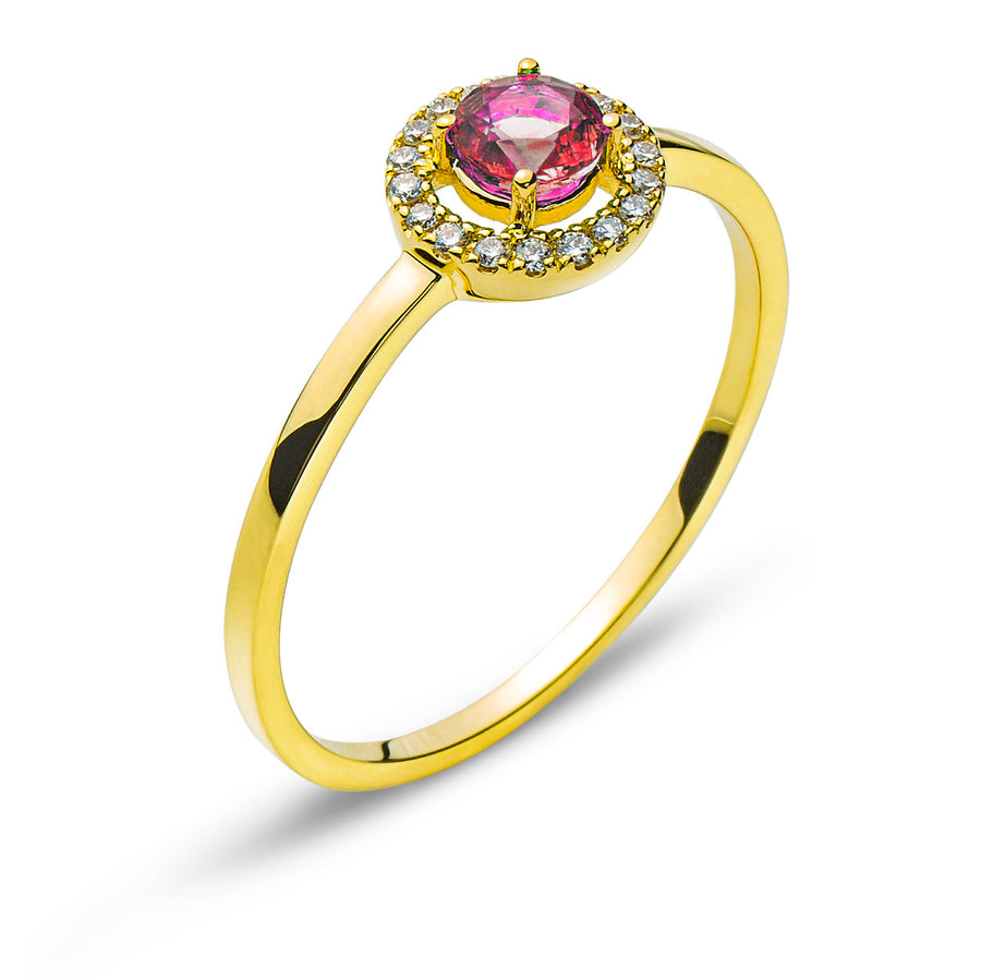 Ring Gelbgold 750 mit rundem Rubin 0.31ct. und