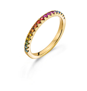 "Rainbow" Ring Gelbgold 750 mit 17 runden Saphiren 0.42ct.