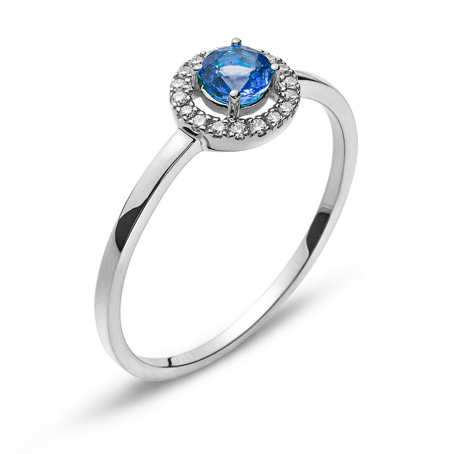 Ring Weissgold 750 mit rundem Safir 0.32ct. und