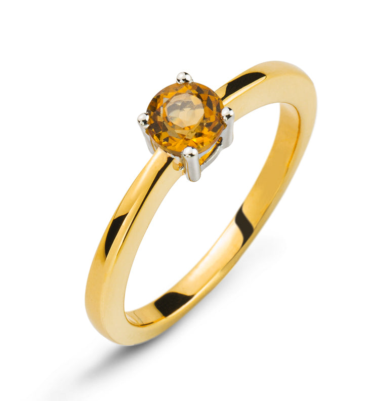 Ring Bicolor (Gelb-/Weissgold) 750 mit Citrin 4-Griff