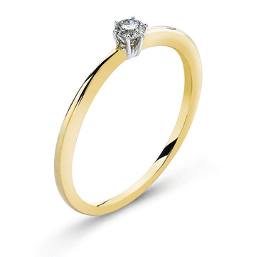 Solitär Ring 6-Griff Gelbgold 750 H SI 0.15ct.