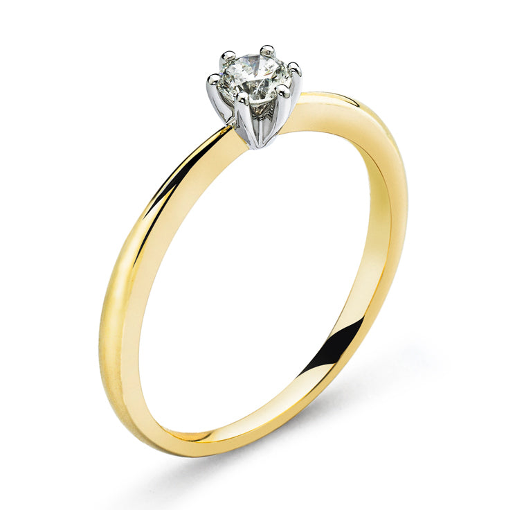 Solitär Ring 6-Griff Gelbgold 750 H SI 0.25ct.