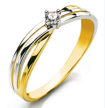 Solitär Ring Gelbgold 750 H SI 0.09ct.