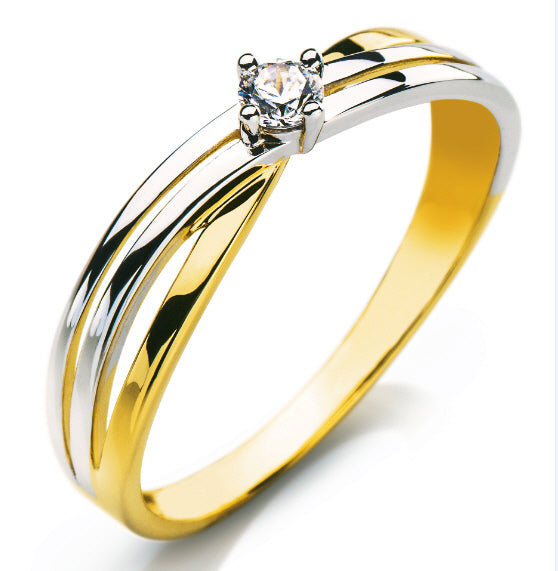 Solitär Ring Gelbgold 750 H SI 0.09ct.