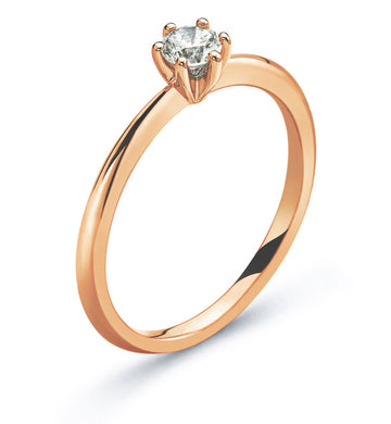 Solitär Ring 6-Griff-Fassung Rotgold 750 H SI 0.25ct.