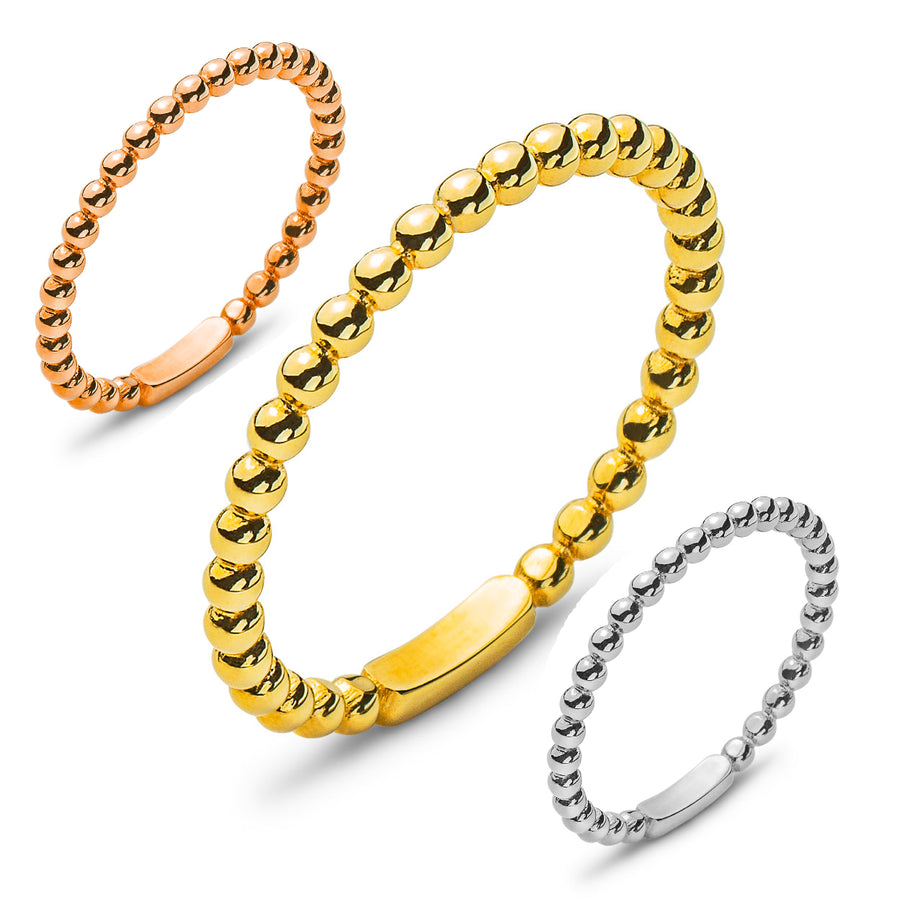 SET - Ring Kugeli, 1.65mm 1x Gelbgold, 1x Weissgold & 1x Rotgold