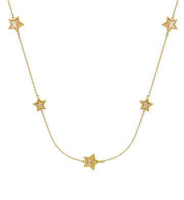 Collier Gelbgold 750 mit 5 Perlmuttsternenl 45cm